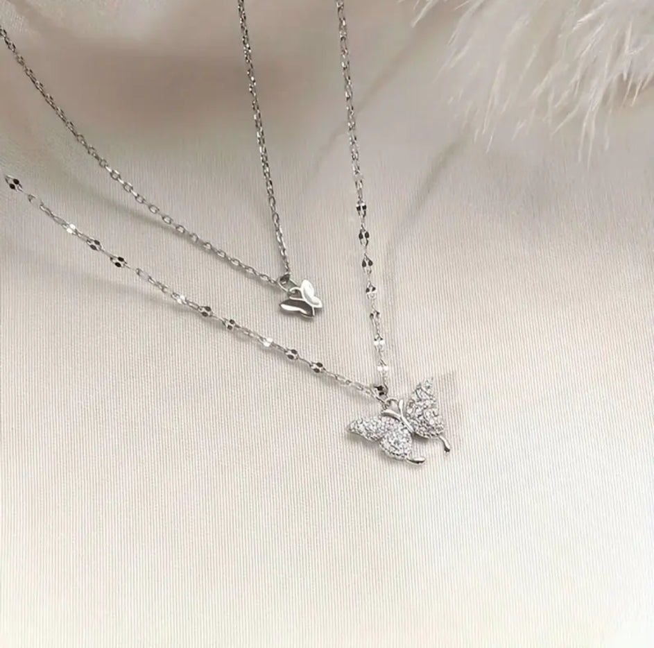 Silver Stainless Steel Butterfly Necklace – Elegant & Timeless