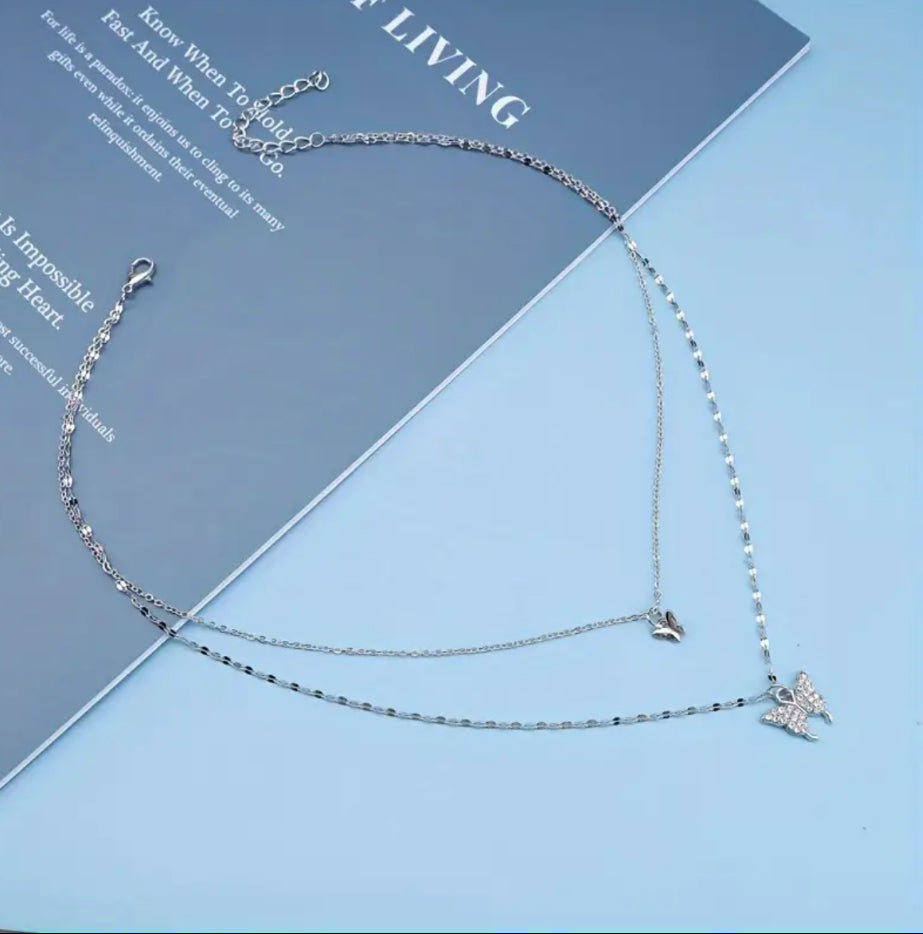 Silver Stainless Steel Butterfly Necklace – Elegant & Timeless