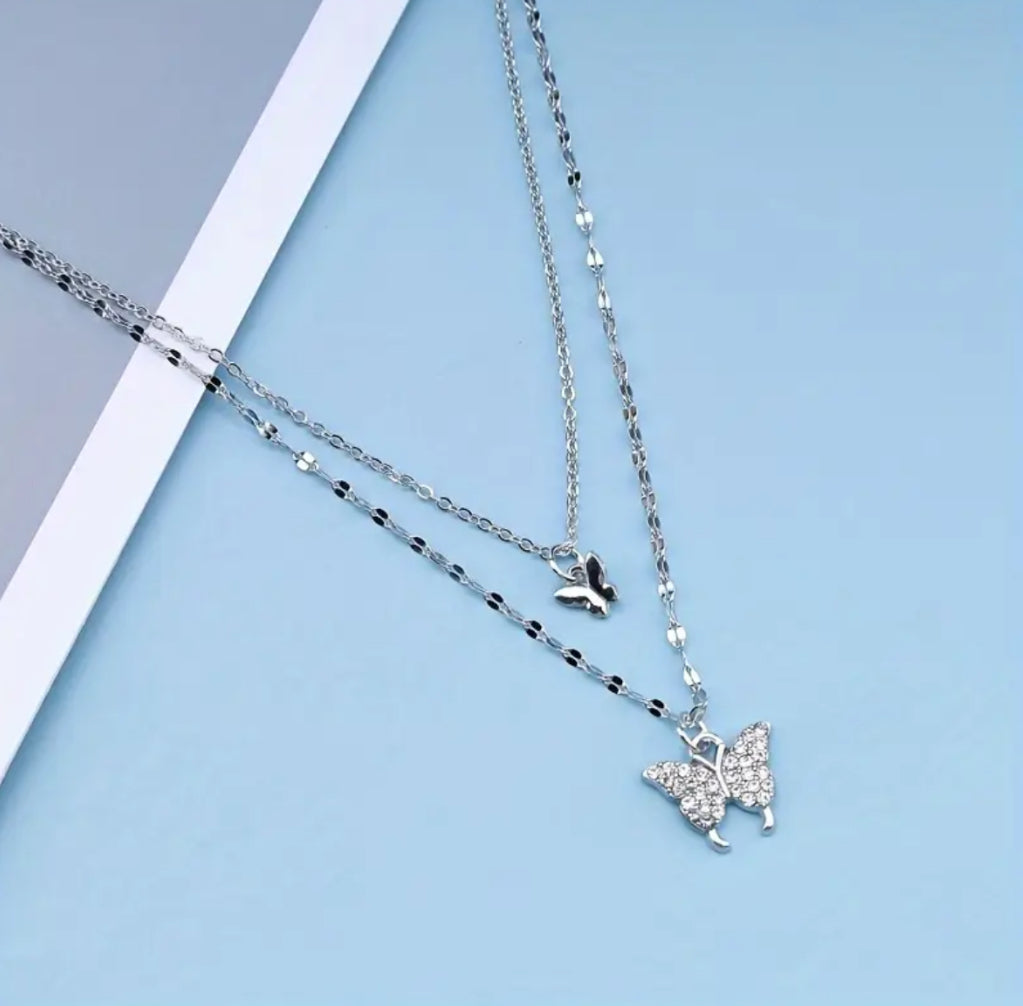 Silver Stainless Steel Butterfly Necklace – Elegant & Timeless