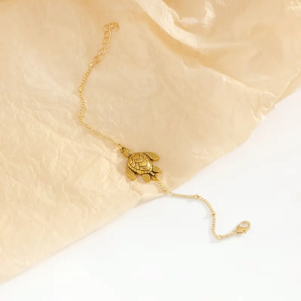 Golden Turtle Charm Bracelet