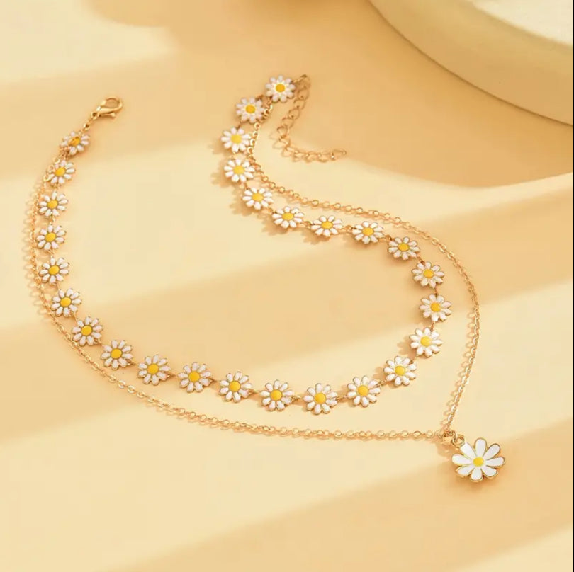 Golden Sunflower Necklace – Stainless Steel Elegance