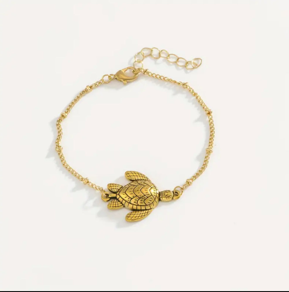 Golden Turtle Charm Bracelet