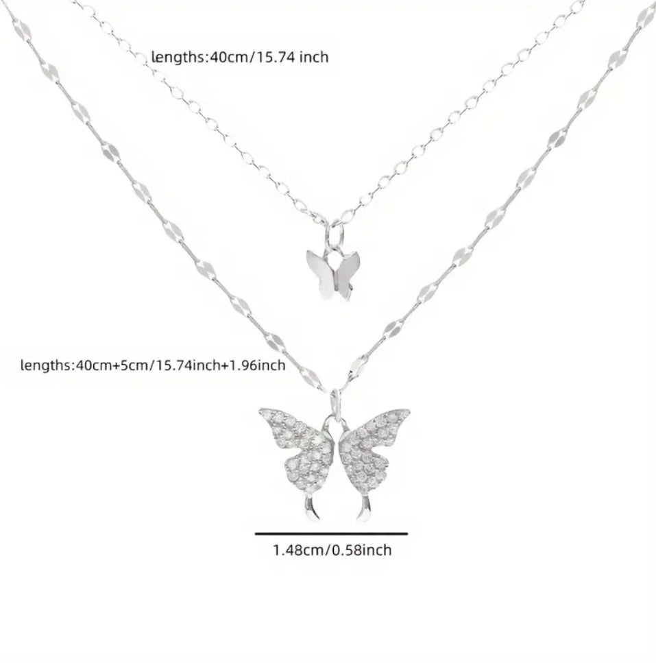 Silver Stainless Steel Butterfly Necklace – Elegant & Timeless