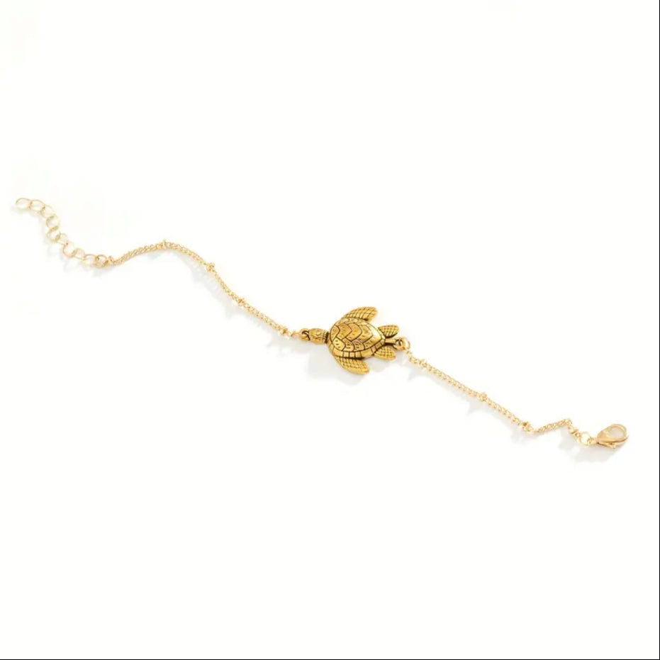Golden Turtle Charm Bracelet