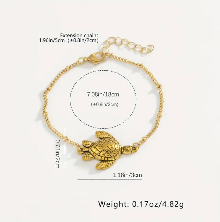 Golden Turtle Charm Bracelet